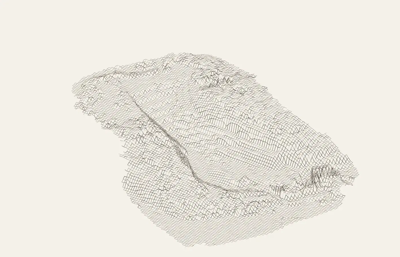 Photogrammetry mesh of the demo quarry, triangles joined over the point cloud